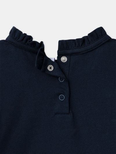 Тъмносиня блуза с дълъг ръкав със златна звезда за момичета