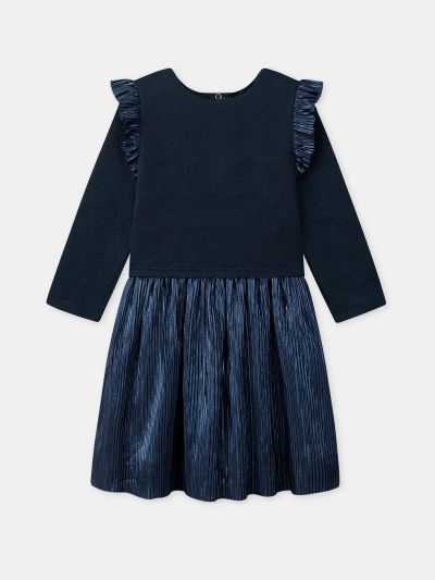 Тъмносиня коледна рокля за момичета