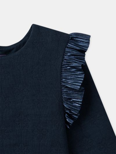 Тъмносиня коледна рокля за момичета