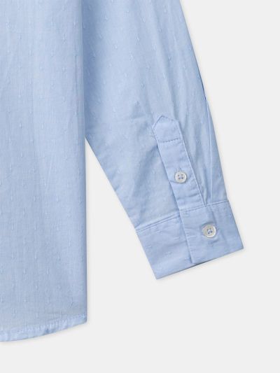 Светлосиня коледна риза с папионка