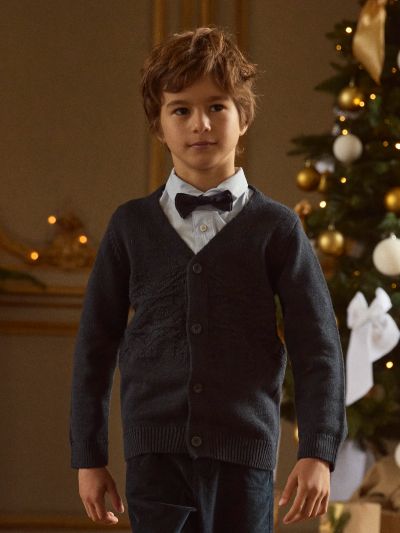 Тъмносиня коледна жилетка за момчета