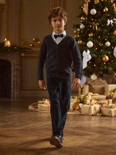 Тъмносиня коледна жилетка за момчета