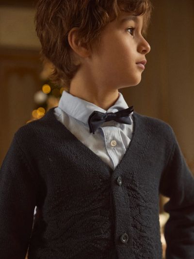 Тъмносиня коледна жилетка за момчета