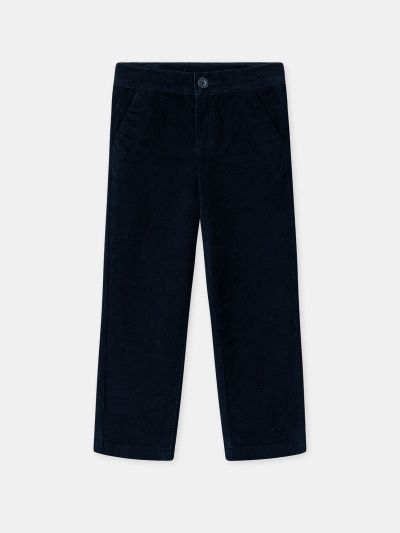 Тъмносини кадифени коледни панталони за момчета