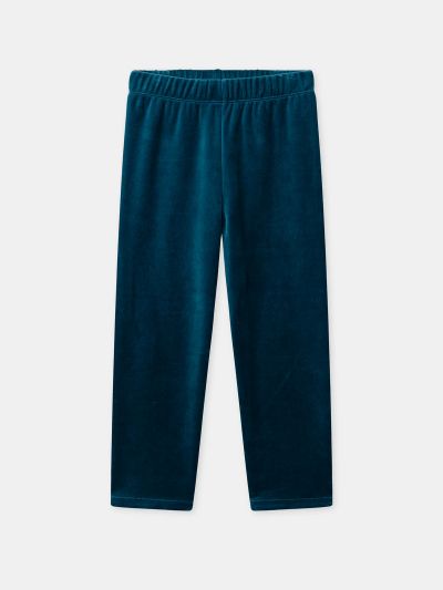 Тъмносиня кадифена пижама с динозавърски принт за момчета