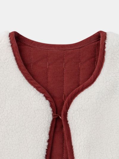 Двулицев елек за момиче в червено или екрю