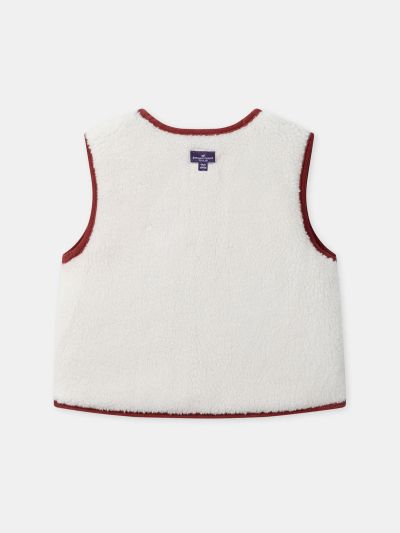 Двулицев елек за момиче в червено или екрю