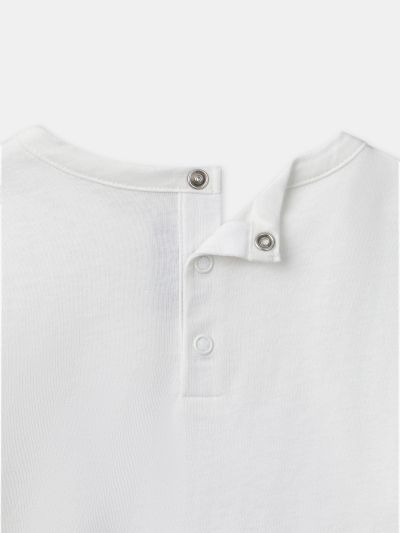 Бяла блуза с дълъг ръкав и пайети за момиче