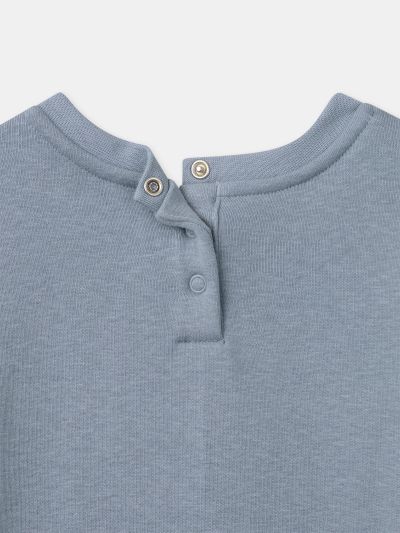 Синьо-сива блуза с волани за момиче