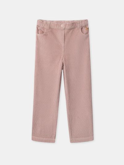 Розови кадифени панталони за момиче