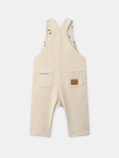 Екрю кадифен гащеризон за бебе момче