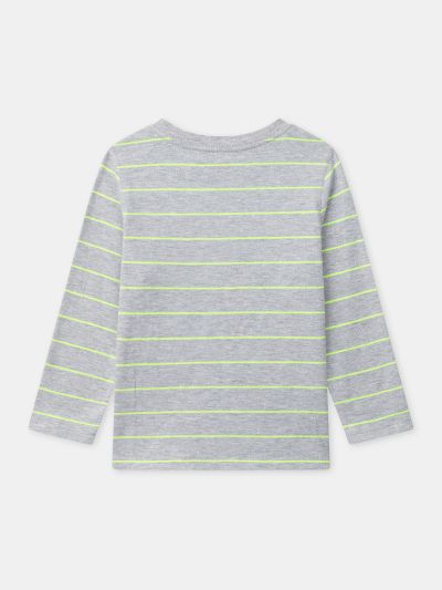 Момчешка сива блуза с дълги ръкави и жълти райета