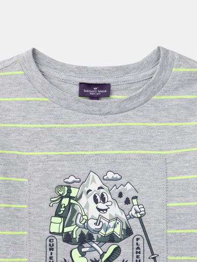 Момчешка сива блуза с дълги ръкави и жълти райета