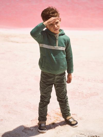 Зелен суичър с качулка за момче