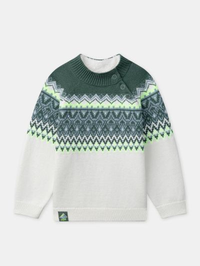 Пуловер за момче с шарена плетка