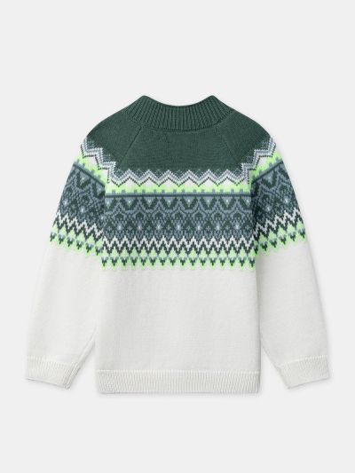 Пуловер за момче с шарена плетка