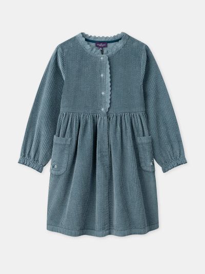 РОКЛЯ ОТ СИНЬО-СИВО КАДИФЕ ЗА МОМИЧЕ