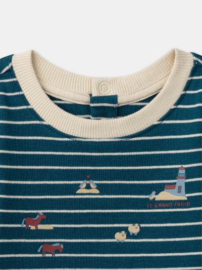 Бебешко боди за момче в сини райета