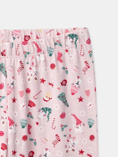 РОЗОВА КОЛЕДНА ПИЖАМА ЗА МОМИЧЕ