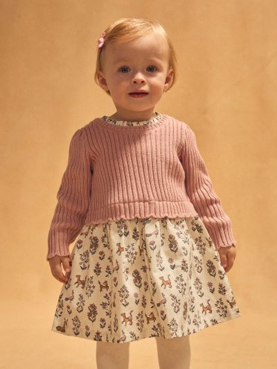 Рокля с розов пуловер бебе момиче