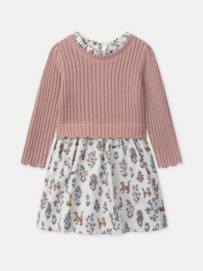 Рокля с розов пуловер бебе момиче