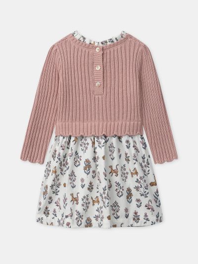 Рокля с розов пуловер бебе момиче