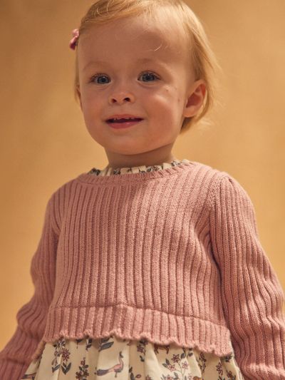 Рокля с розов пуловер бебе момиче