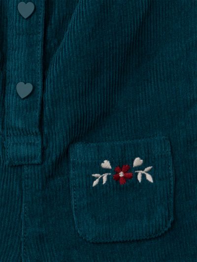 Син кадифен гащеризон за бебе момиче