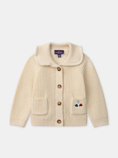 Екрю жилетка с яка за бебе момиче