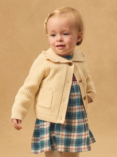 Екрю жилетка с яка за бебе момиче