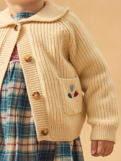 Екрю жилетка с яка за бебе момиче