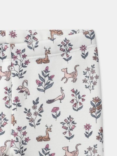 Бял клин с флорален и животински принт за бебе момиче