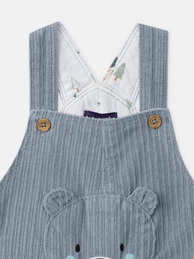 Синьо-сив кадифен гащеризон за бебе момче