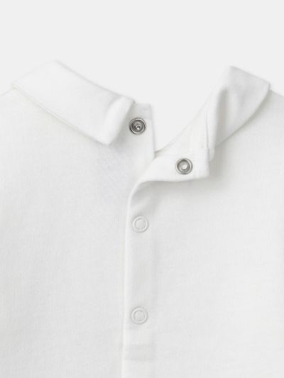 Бяла блуза с животински принт за бебе момче