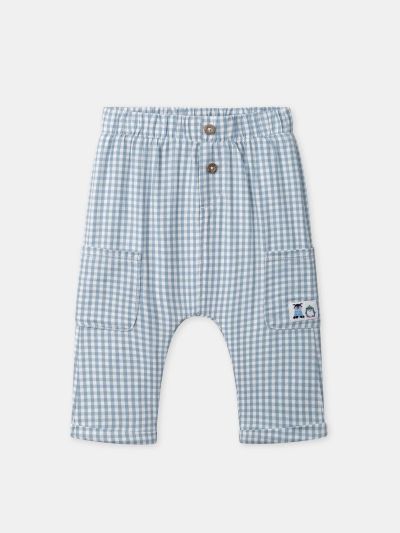Сини карирани панталони за бебе момче