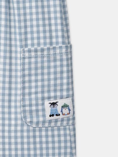 Сини карирани панталони за бебе момче