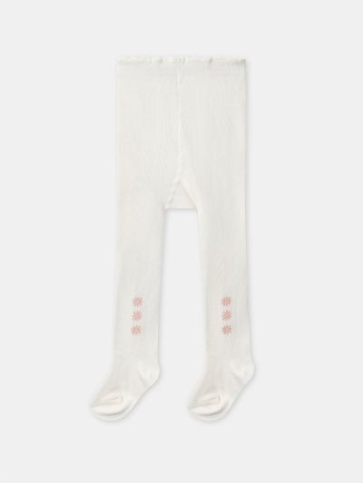 КОМПЛЕКТ ОТ 2 ЧИФТА ЧОРАПОГАЩИ В ЦВЯТ ЕКРЮ И РОЗОВО ЗА БЕБЕ МОМИЧЕТА