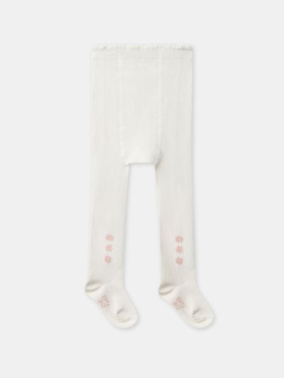 КОМПЛЕКТ ОТ 2 ЧИФТА ЧОРАПОГАЩИ В ЦВЯТ ЕКРЮ И РОЗОВО ЗА БЕБЕ МОМИЧЕТА