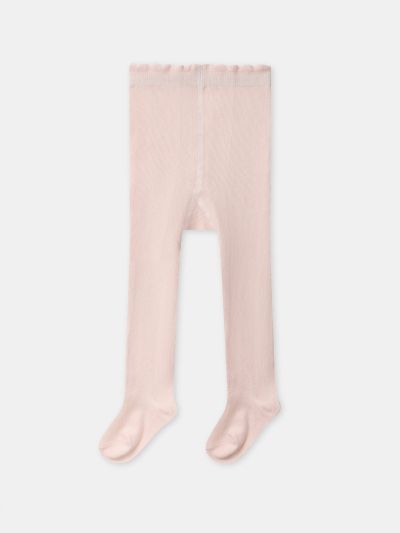 КОМПЛЕКТ ОТ 2 ЧИФТА ЧОРАПОГАЩИ В ЦВЯТ ЕКРЮ И РОЗОВО ЗА БЕБЕ МОМИЧЕТА