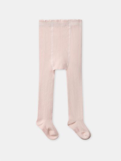 КОМПЛЕКТ ОТ 2 ЧИФТА ЧОРАПОГАЩИ В ЦВЯТ ЕКРЮ И РОЗОВО ЗА БЕБЕ МОМИЧЕТА