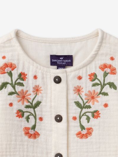 РИЗА С ФЛОРАЛНА БРОДЕРИЯ ЗА БЕБЕ МОМИЧЕ