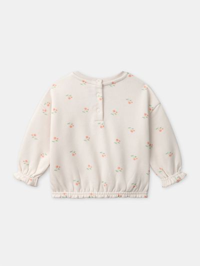 КОМПЛЕКТ ЗА БЕБЕ МОМИЧЕ: ЕКРЮ СУИТШЪРТ + ЗЕЛЕН КЛИН + ЛЕНТА ЗА КОСА