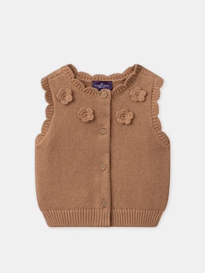 Кафяв елек за бебе момиче