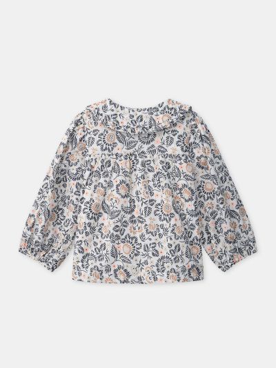 Блуза с флорален принт и яка за бебе момиче