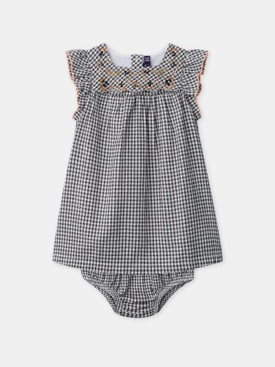 Рокля + гащички на каре за бебе момиче