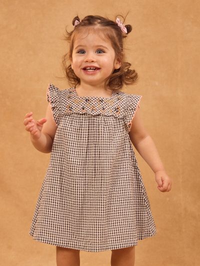 Рокля + гащички на каре за бебе момиче