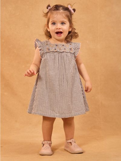 Рокля + гащички на каре за бебе момиче