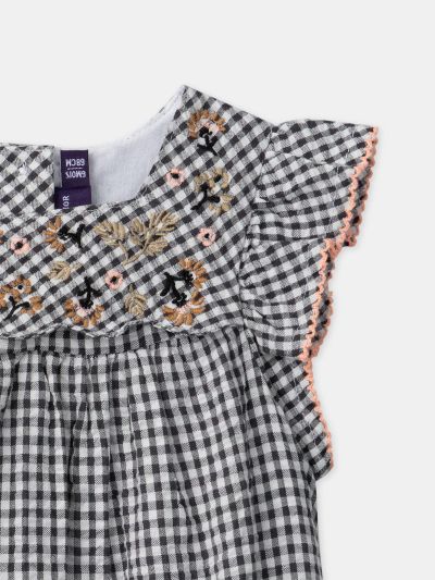 Рокля + гащички на каре за бебе момиче