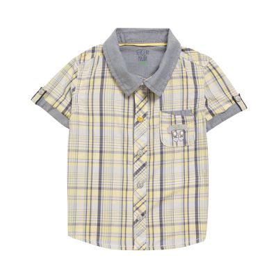 Риза в жълто и синьо каре за бебе момче