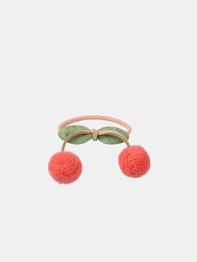 КОМПЛЕКТ ОТ 3 ЛАСТИКА С ПАНДЕЛКА И ПОМПОНИ „ЯГОДКИ“ ЗА МОМИЧЕ